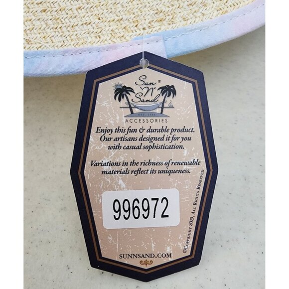 Sun N Sand NWT UPF 50 Adjustable Blue Ribbon Sun Hat Summer Shade
